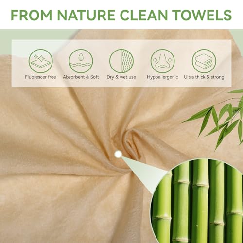 Bamboo Compressed Towels - 50 Count Disposable Washcloths