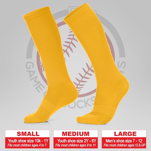 Medium Gold Youth Baseball Socks & Adjustable Belt Set for Kids