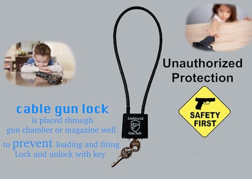Keyed Alike Cable Gun Locks with Keys - 15" Safety Lock, 5 Pack - Black