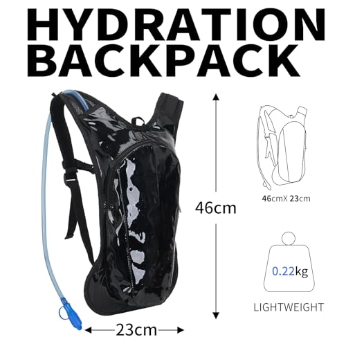 Lightweight Hydration Backpack with 2L Bladder - Black