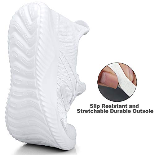 Feethit Women's Slip-On Tennis Sneakers All White - Running Shoes