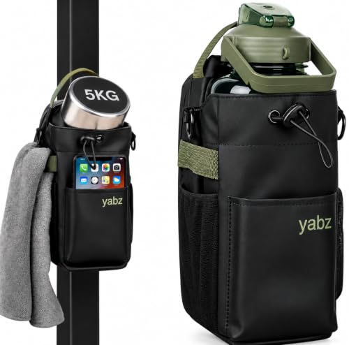 YABZ Magnetic Gym Bag with Water Bottle Holder - Black Cross Body Sports Bag for Men Women