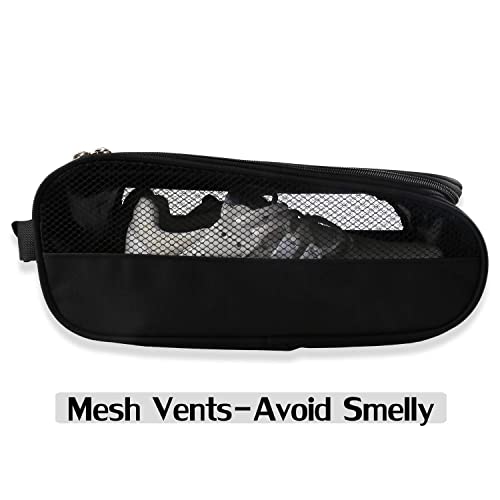 Getfitsoo Outdoor Golf Shoe Bag Black Travel Mesh Zippered Sport Shoe Organizer