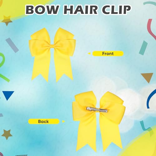 10 Inch Cheerleading Pom Poms with Hair Bow Set - Yellow
