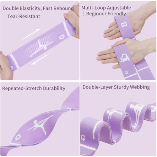 Adjustable 8-Loop Stretch Strap for Kids - Purple
