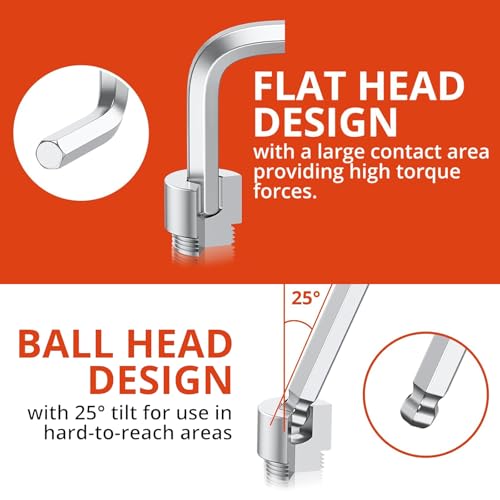 Meiwaltee Allen Wrench Set, 26PCS Metric (1.27-10mm) & SAE (0.05"-3/8") Allen Key Set, L-Hex Key Set With Long Arm Ball End,Visible Size-Marked For Bicycle - Appliance Repair, Furniture Assembly