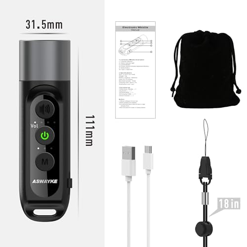 Electronic Whistle 125dB Waterproof Rechargeable - Black