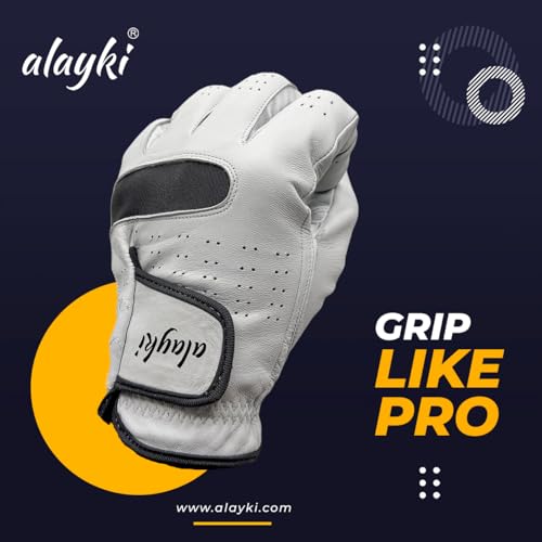 Premium Golf Glove - 100% Natural Sheep Leather, Medium Size - Superior Grip & Comfort