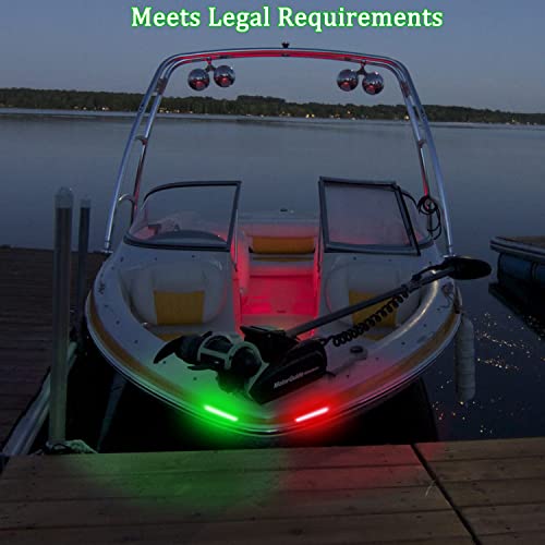 Boat Navigation Lights - Super Bright Red & Green Bow Lights, No Drill Install for Kayak, Canoe, Pontoon