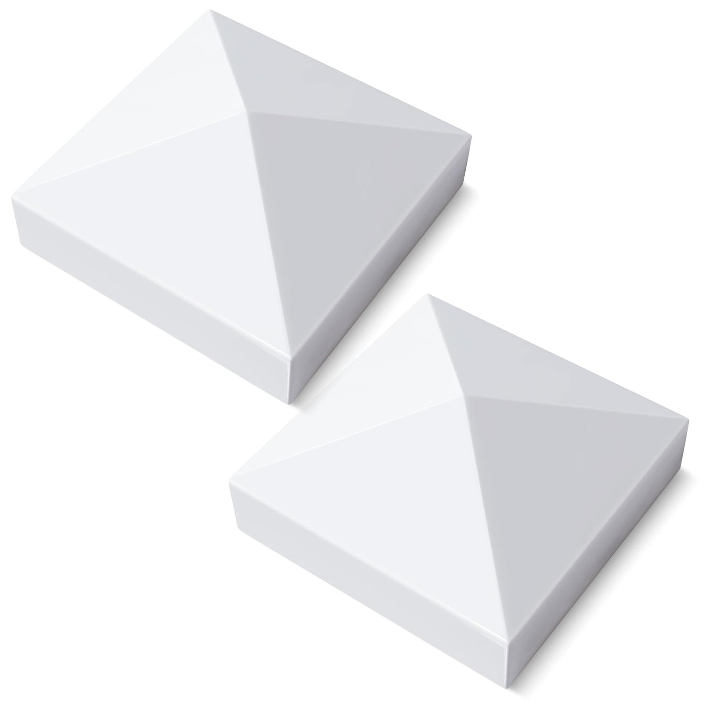 VIVIDA 4" x 4" Vinyl Post Caps (2-Pack), White PVC Pyramid Fence Post Top Caps for Actual 4" x 4" Vinyl Fence, Deck, Mailbox