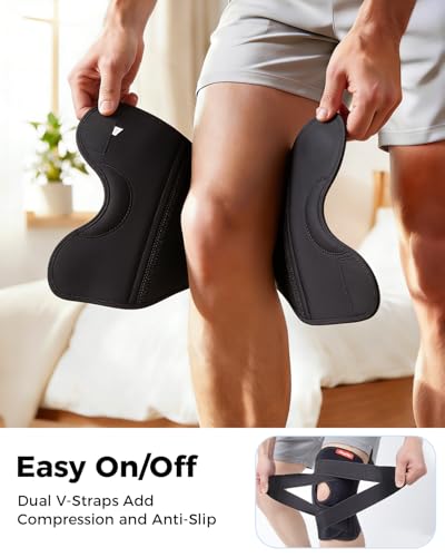 Changenow Medical Knee Brace for Women & Men, Black Large with Side Stabilizers