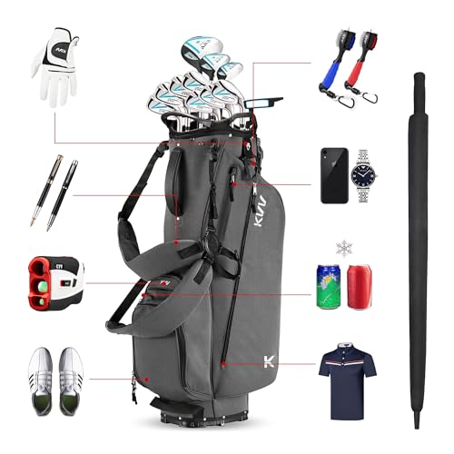 Lightweight Golf Stand Bag with 7 Full-Length Dividers, 5 Pockets - Charcoal