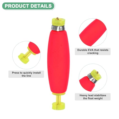 Weighted Fishing Bobbers - EVA Foam Clip-on Floats, Red, 2"