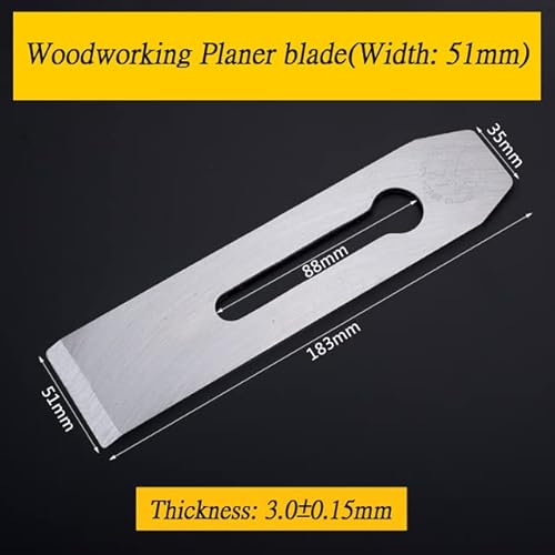 2 Pack Bench Hand Plane 2-Inch Blade Replacement Woodwork Planer Cutter 51MM Wide Iron Blades Steel Carpentry Edge Trimming Saw for No.4 No.5 Woodworking Tool