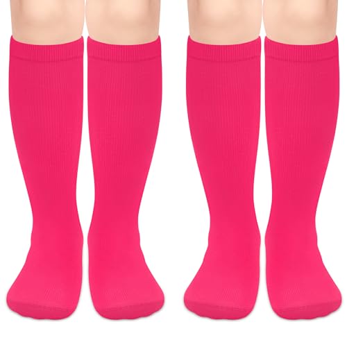 Toddler Soccer Socks - Youth Football & Baseball Socks, 2 Pack Hot Pink, 3-6 Years