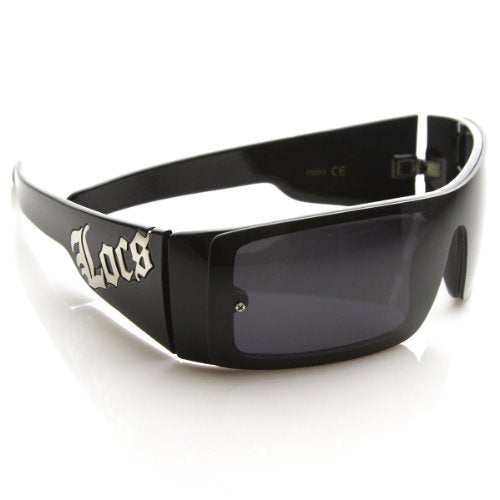 Locs One-Piece Shield Sunglasses Dark Lens Black 60mm Gangsta Wraps