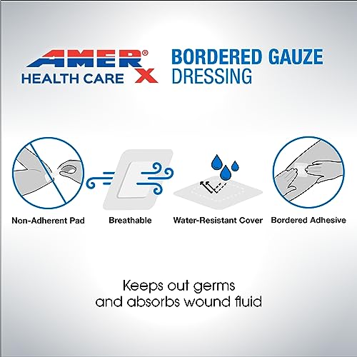 2" x 2" Bordered Gauze Dressing - Adhesive, Water Resistant - 15 Pads