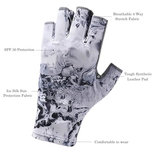 UPF50+ Sun Protection Fishing Gloves - Large / Grey