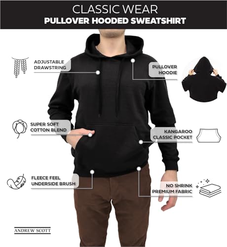 Andrew Scott Black Medium Unisex Cotton Hoodie with Fleece - Multi Pack
