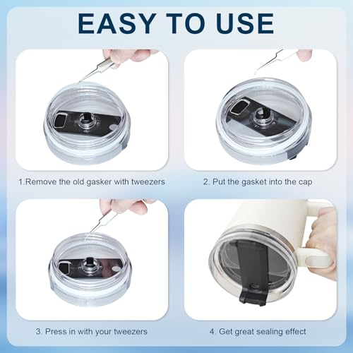 Replacement Lid Gasket Seal for Stanley 40oz Tumblers - 4 Seals + 1 Straw Cap