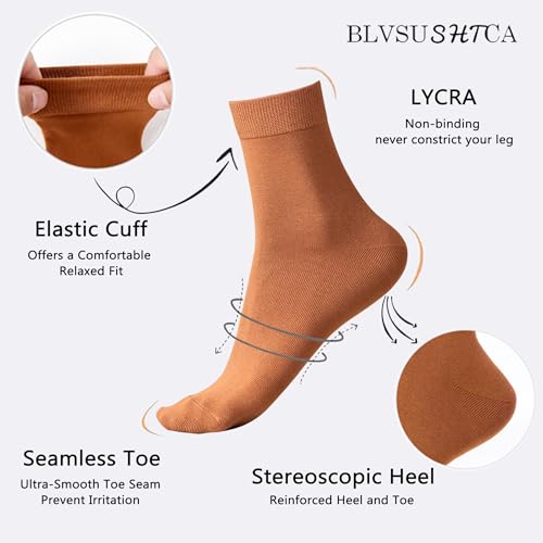 Womens Soft Cotton Crew Socks - Thin Above Ankle, 6 Pack