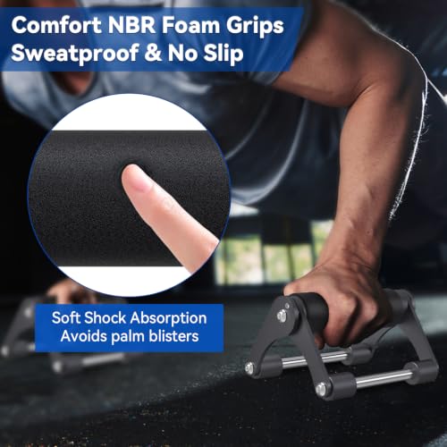 Black BeneLabel Foldable Steel Push Up Bars with Non-Slip Rubber Handles, Heavy Duty Workout Equipment for Home & Travel