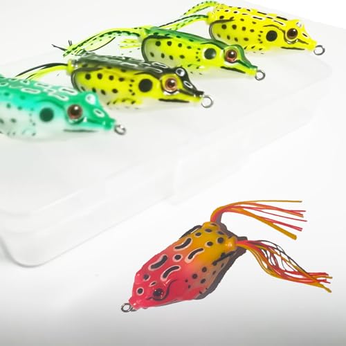 Weedless Topwater Frog Lures - 5pcs Lifelike Bass Fishing Baits