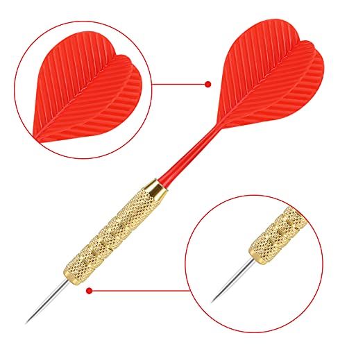 18 Pack Steel Tip Darts Set - 18g Metal Dart Set - Gold