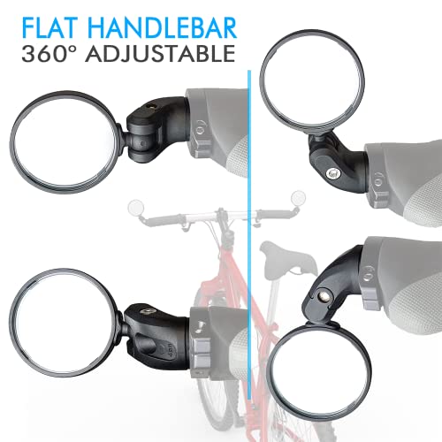 Bike Mirrors,Bike Bar End Mirror, HD Glass Convex Lens Bicycle Rearview Mirror, Safe Cycling Rearview Mirror, Easy to Install