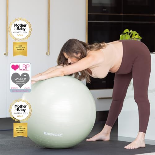 BABYGO Sage 65cm Birthing & Exercise Ball for Pregnancy & Labor – Award-Winning, Anti-Burst, Safe & Strong
