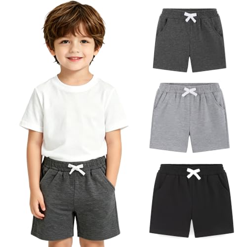 Toddler Boys Athletic Shorts 3 Pack Summer Soccer Basketball Pants Elastic Waist