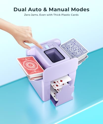 ColorsMoon Purple Automatic 4-Deck Card Shuffler USB-C Rechargeable