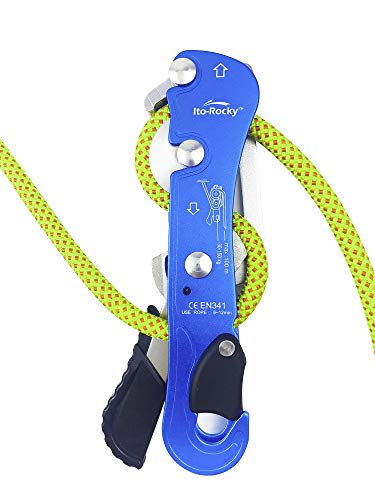 Blue Self-Braking Descender for Climbing & Rescue - CE Certified