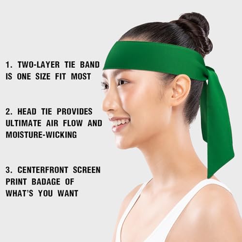 Adjustable Sweat Wicking Headband - Green for Sports & Yoga