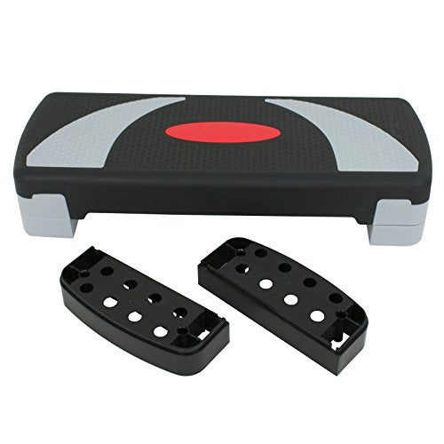 Aerobic Step Platform - 31-Inch Adjustable Workout Stepper - Black-Grey