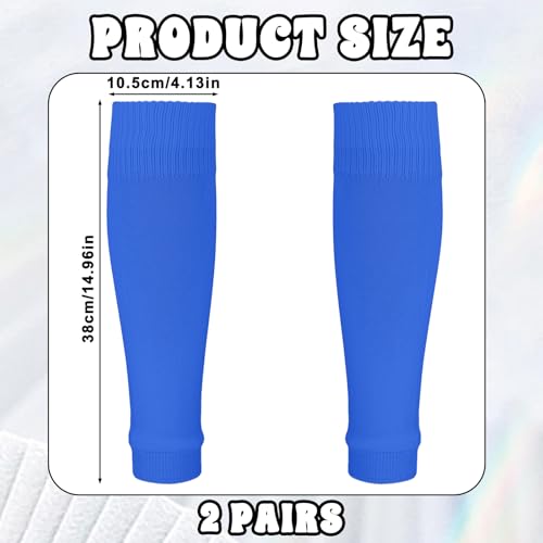 Shin Guard Sleeves - 2 Pairs Soccer Sleeve Socks - Black & Blue