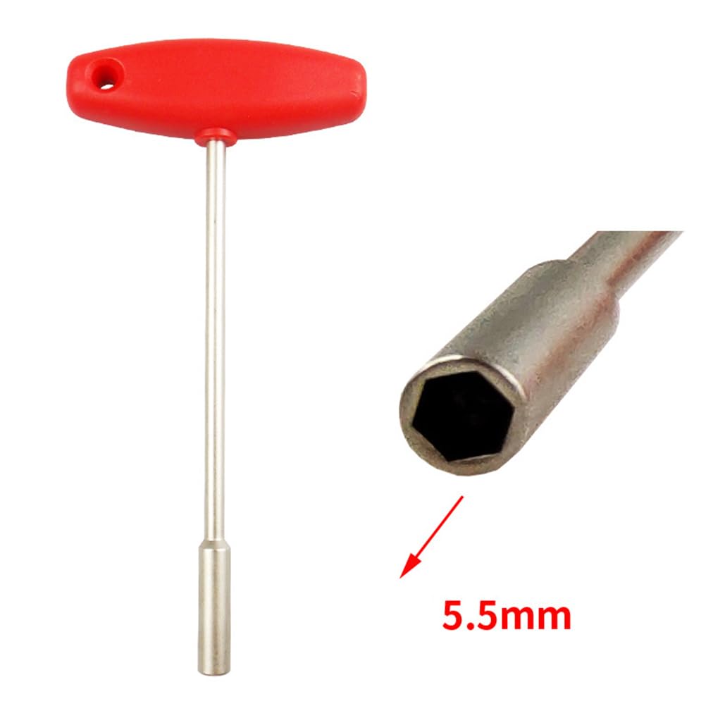 ULTECHNOVO Bike Concealed Spoke Wrench T Shape Sleeve Wrench Wire Adjust Spoke Tool Hexagonal Hole Bicycle Wheel Repair Tool 6.10X2.99X0.90In
