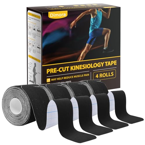 Kinesiology Tape for Muscle Pain Relief - 4 Rolls, Black