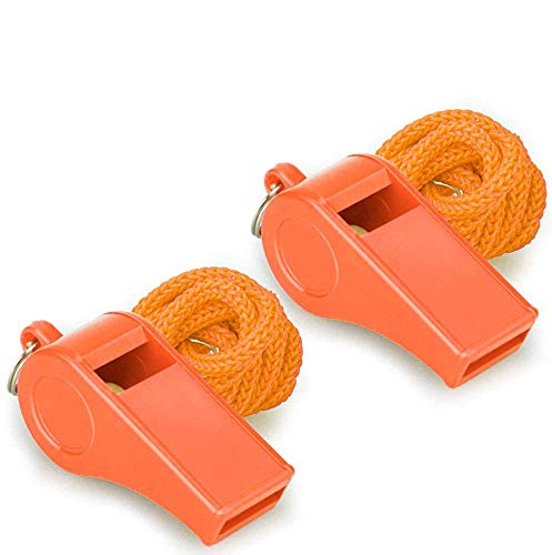 Super Loud 120dB Emergency Survival Whistle with Lanyard - Orange B