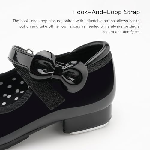 Stelle Toddler Girl Bow Mary Jane Tap Shoes Black 9 - Dance Shoes for Girls