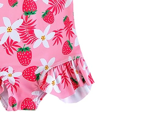 Toddler Girl Swimsuit One-Piece Rash Guard with Flower Print 1-2T - YAGATA