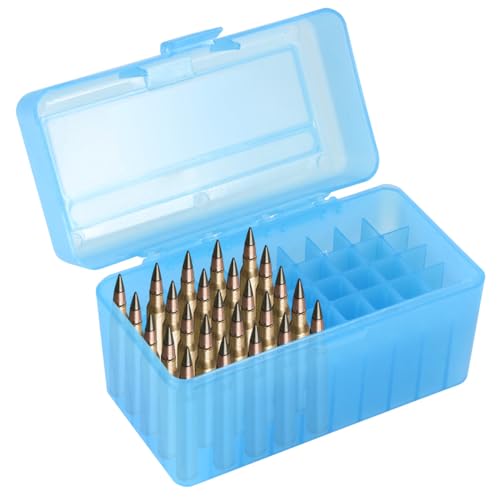 Locking Ammo Box - Portable Storage Case for 50 Rounds - Blue
