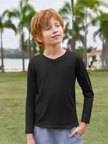 Boys Long Sleeve Athletic T-Shirt - Dry Fit V-Neck Performance Top