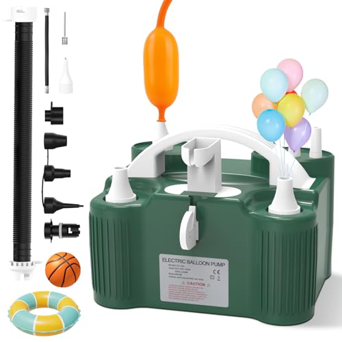 Green Electric Balloon Pump Inflator for Balloons & Inflatables - Fast & Multi-Use