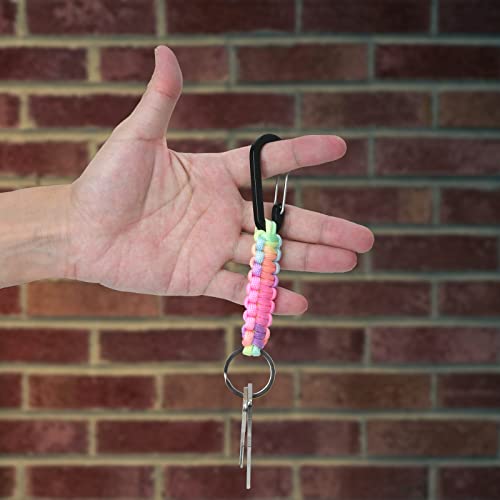 AWSMORE 2-Piece Paracord Keychain with Carabiner & Rainbow Lanyard Clip