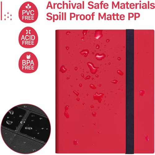 Deep Red 9-Pocket Trading Card Binder Holds 360 Sports Cards Organizer