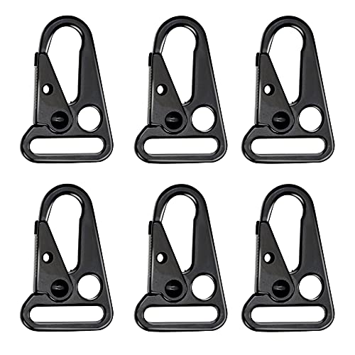 1-Inch Enlarged Mouth Clip Sling Clasp Hook - Black (6-Pack)