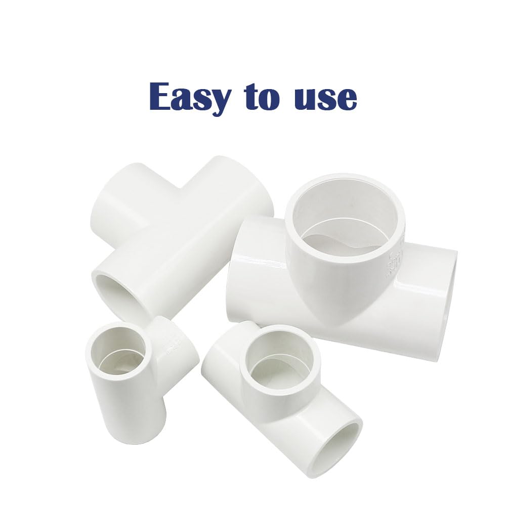 HayEastdor 5PCS 1 Inch Tee PVC Fittings Adapter Pipe Fitting Connectors Socket x Socket for Sprinkler, Drip Irrigation System, Pipes Extension HE064-1