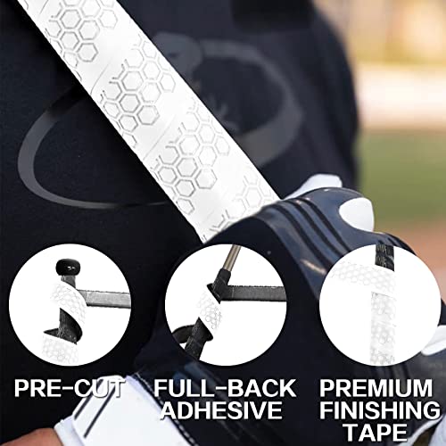 Baseball Softball Bat Grip Tape - 2 Pcs White Hexagon