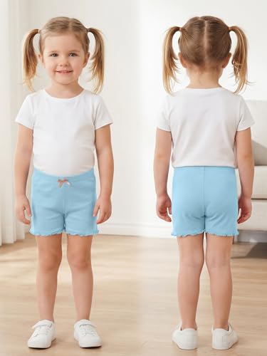 Toddler Ruffled Shorts - Kids Bike Cartwheel Shorts 4-5T - Grey, Pink, Yellow, Lavender, Mint, Blue
